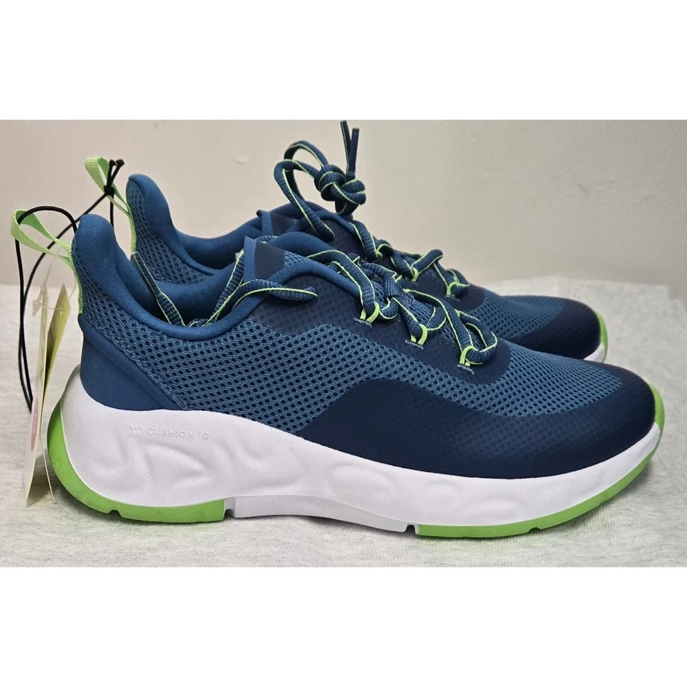All in Motion Camren Kids Blue Lime Green Cushion IQ Athletic Sneakers Size 5